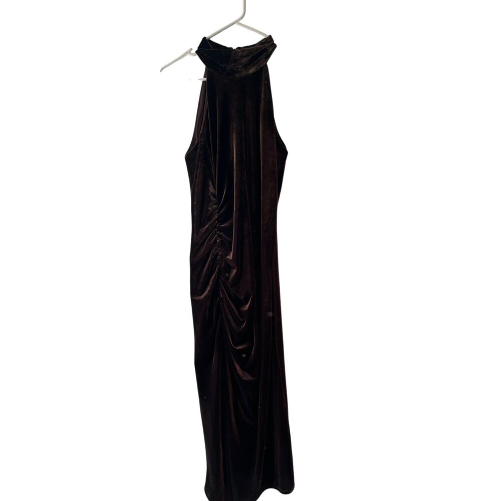 Bodycon Brown Velvet SZ10 alter Mock Neck Sleeveless Dress
